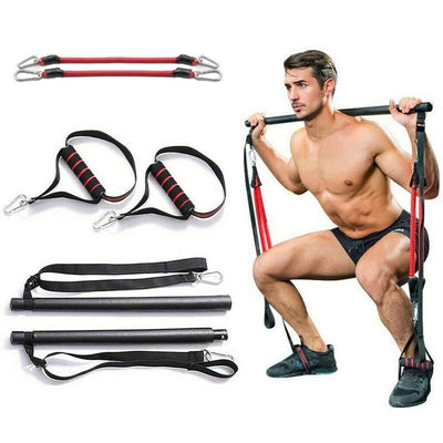 Pilates Bar Kit With Resistance Bands Portable Home Gym Workout Equipment Perfect Stretched Fusion Exercise Bar And Bands - Abdul