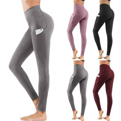 Women Running Fitness Solid Leggings Push Up High Waist Fashion Workout Slim Leggins - Abdul