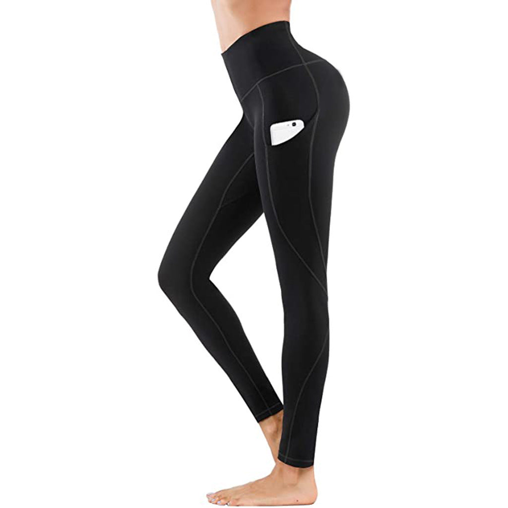 Women Running Fitness Solid Leggings Push Up High Waist Fashion Workout Slim Leggins - Abdul