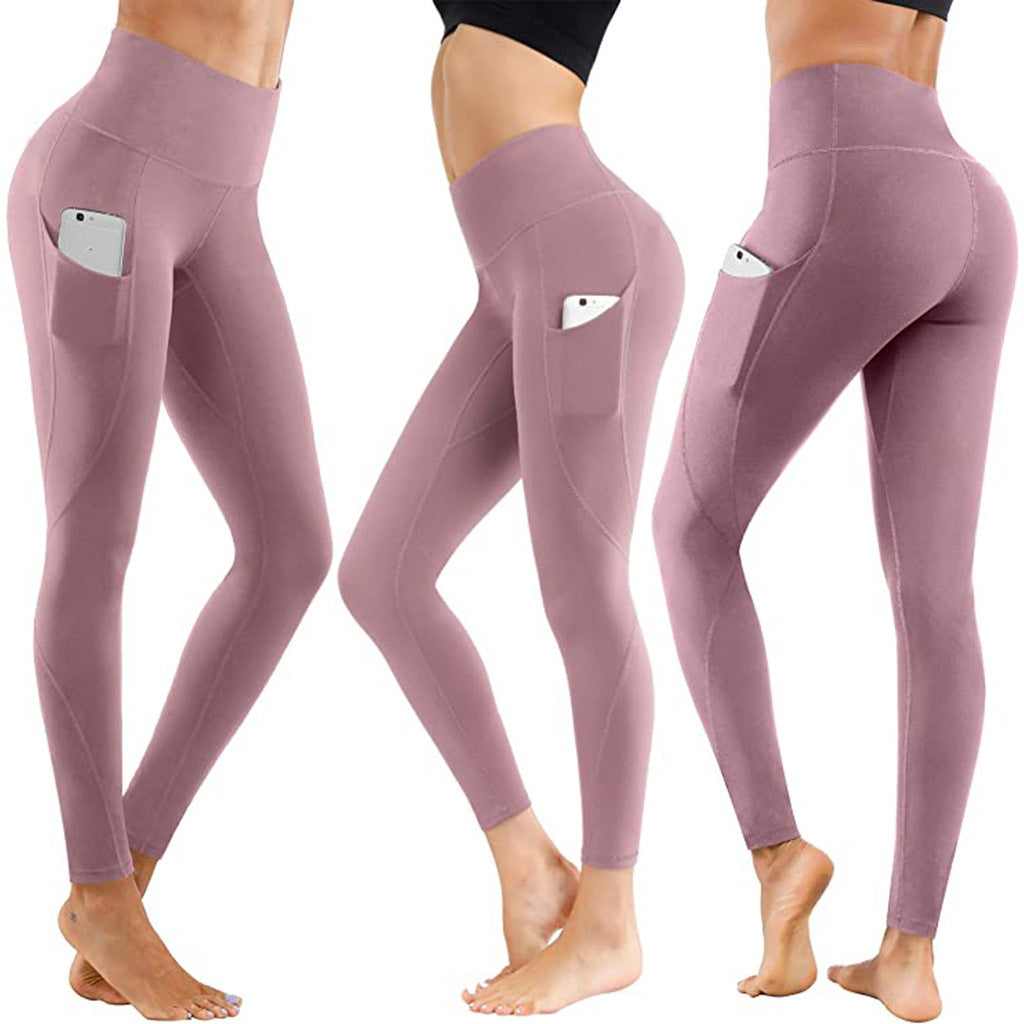 Women Running Fitness Solid Leggings Push Up High Waist Fashion Workout Slim Leggins - Abdul