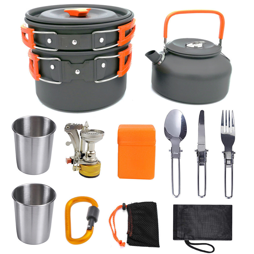 Camping Cookware Kit Outdoor Cooking Set Aluminum Equipment Outdoor Pot Travel Tableware Kitchen Hiking Picnic BBQ - Abdul