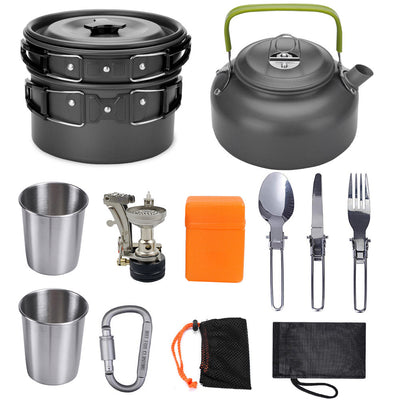 Camping Cookware Kit Outdoor Cooking Set Aluminum Equipment Outdoor Pot Travel Tableware Kitchen Hiking Picnic BBQ - Abdul