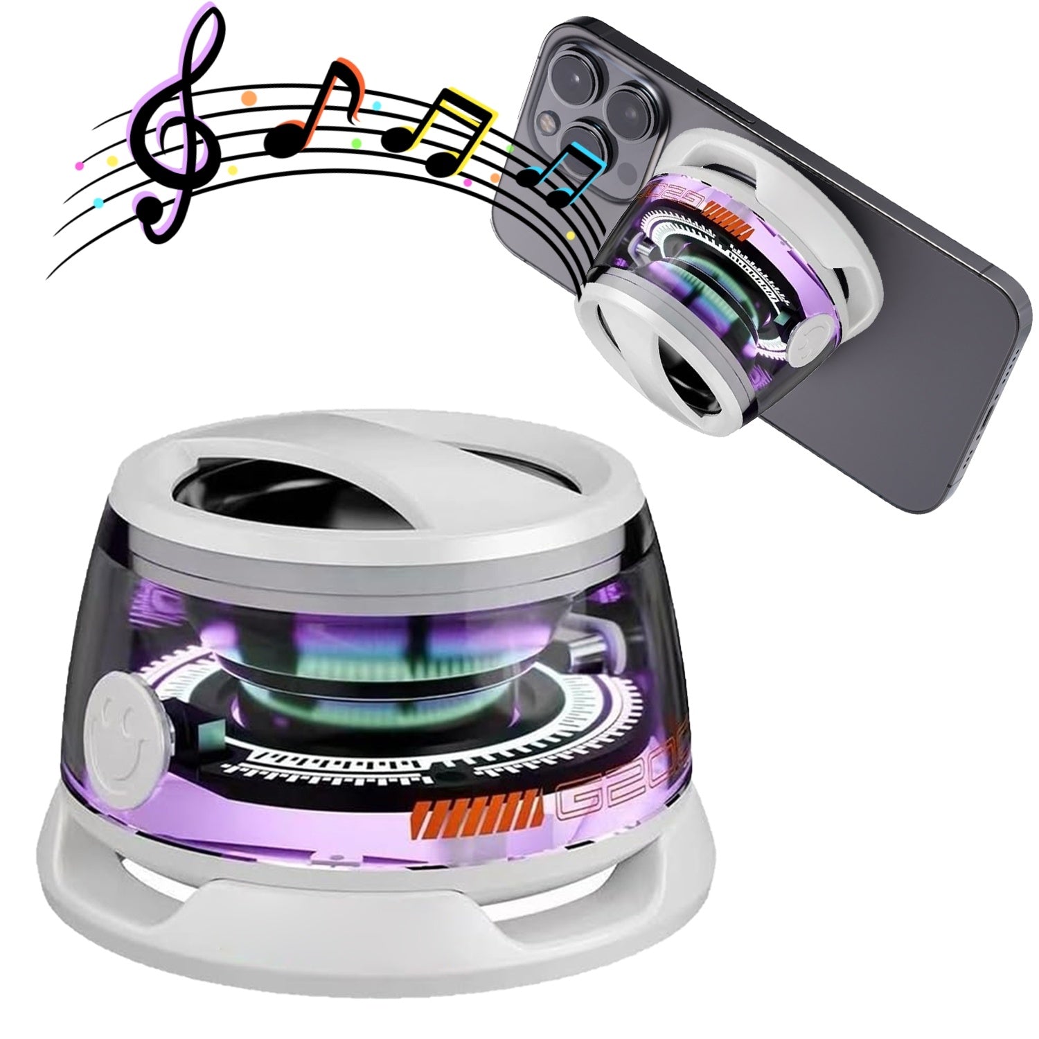 Portable Bluetooth Speaker G200 RGB Lighting Speaker BT5.3 Mini Sound Box 7 Hours Playback Magnetic Phone Holder - Abdul