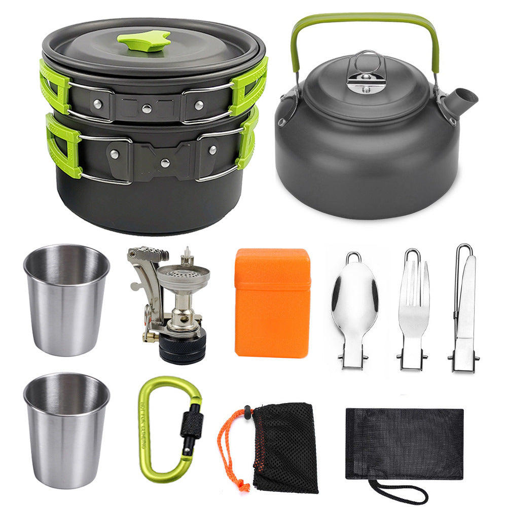 Camping Cookware Kit Outdoor Cooking Set Aluminum Equipment Outdoor Pot Travel Tableware Kitchen Hiking Picnic BBQ - Abdul