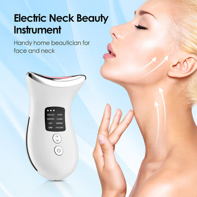 EMS Micro-current Three-color Color Light Temperature Sense Neck Massager For Women - Abdul