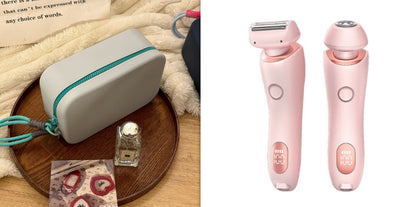 2 In 1 Hair Removal Epilator USB Rechargeable Trimmer Women Body Razor Face Leg Armpit Bikini Hand Pubic Shaver Hair Remover - Abdul