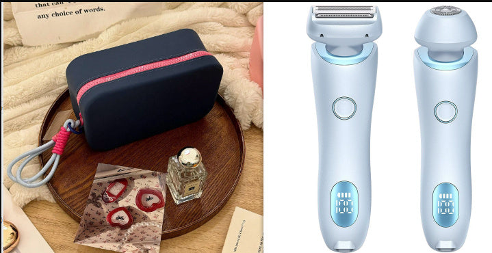 2 In 1 Hair Removal Epilator USB Rechargeable Trimmer Women Body Razor Face Leg Armpit Bikini Hand Pubic Shaver Hair Remover - Abdul