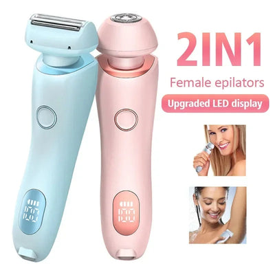 2 In 1 Hair Removal Epilator USB Rechargeable Trimmer Women Body Razor Face Leg Armpit Bikini Hand Pubic Shaver Hair Remover - Abdul